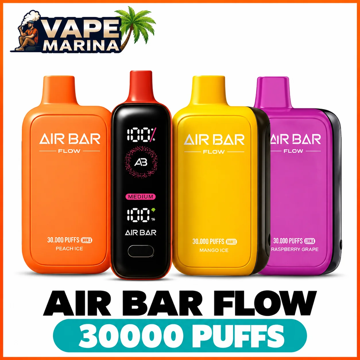 Air Bar Flow 30000 Puffs Disposable Vape Air Bar Flow 30000 puffs disposable vapes with smart display in four colours