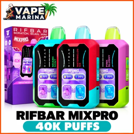 RIFBAR MixPro 40000 puffs disposable vapes in Miami Mint, Watermelon Ice and Pink Slushy with box
