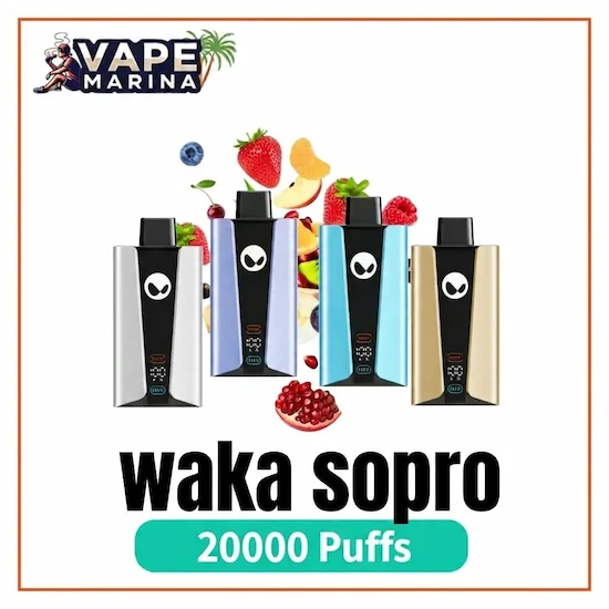 WAKA soPro 20000 Puffs Disposable Vape WAKA soPro 20000 puffs disposable vapes in silver, lavender, light blue and gold with fruit