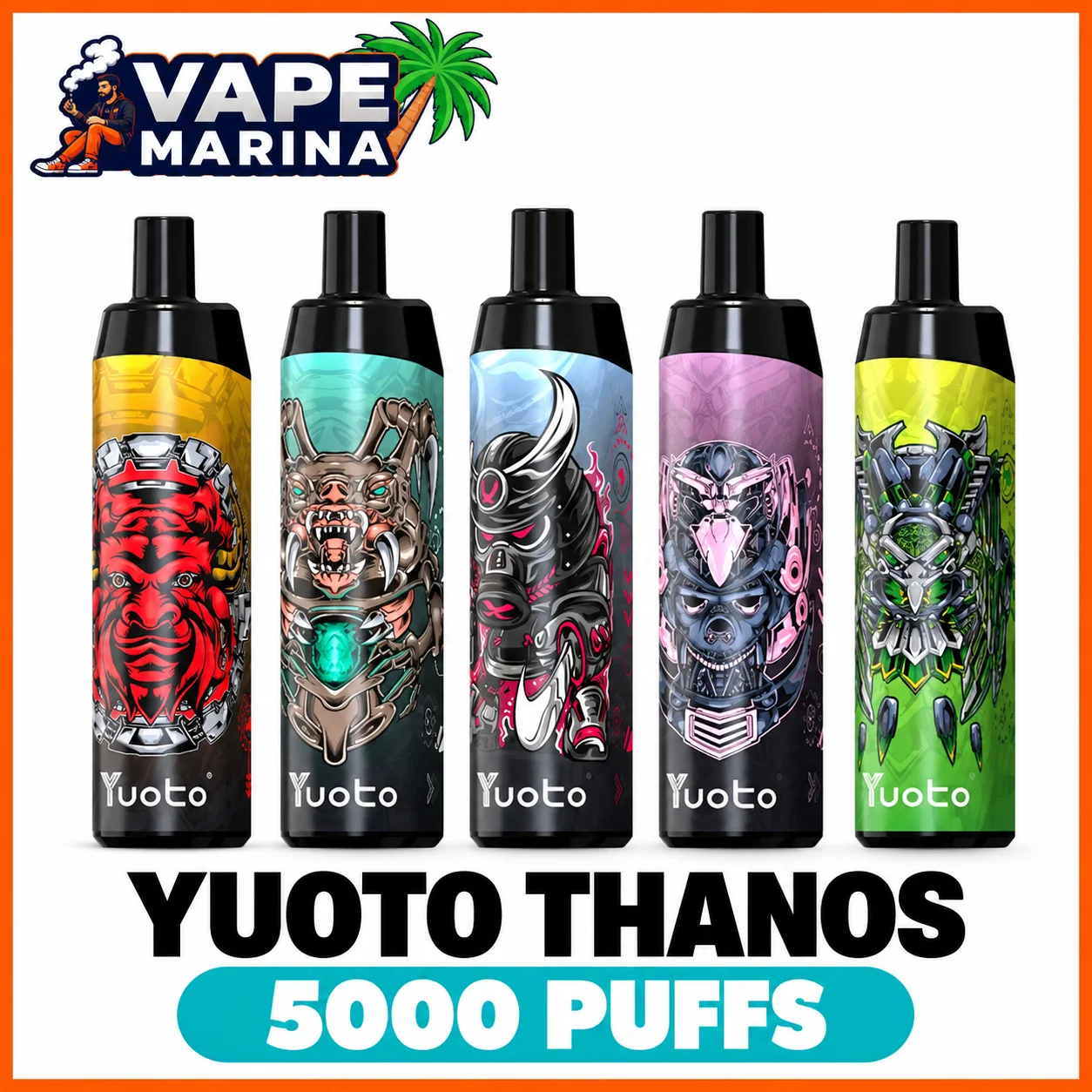 Yuoto Thanos 5000 Puffs Disposable Vape Yuoto Thanos 5000 puffs disposable vapes in five monster artwork designs